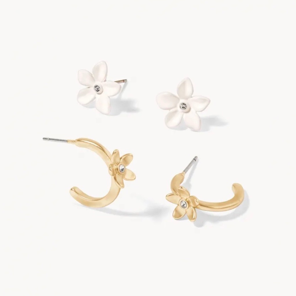 Nwt Spartina 449 Gold Plated Garden Party Stud Earrings Set Of 2 Pair